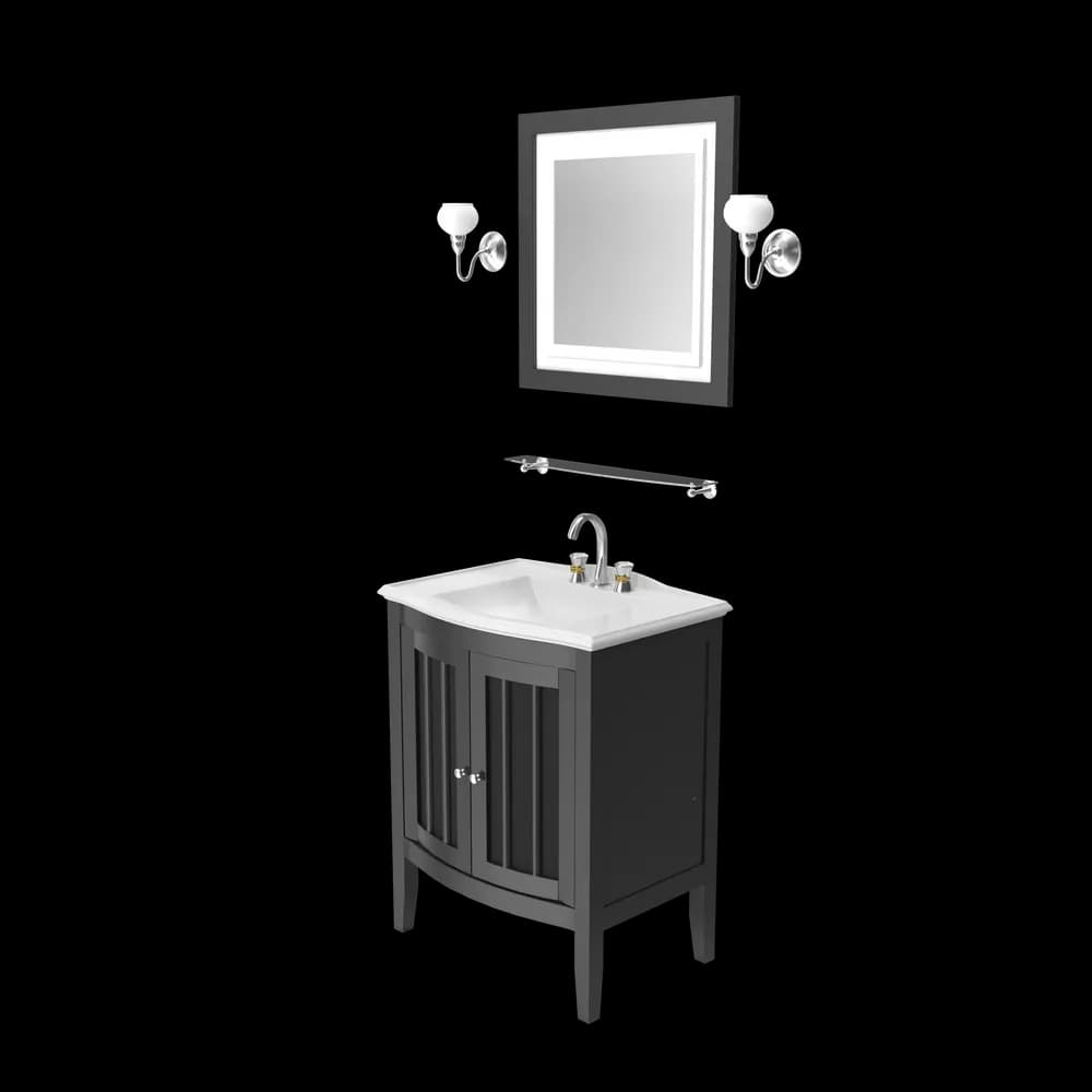 Image of Wooden Bathroom Sink With Mirror